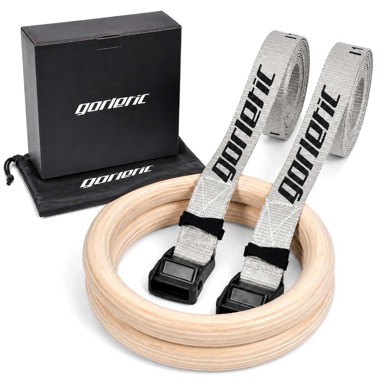 Anneaux de gymnastique, épais en bois 28 mm et 32 mm Sangle renforcée et marquée de 4,5 m