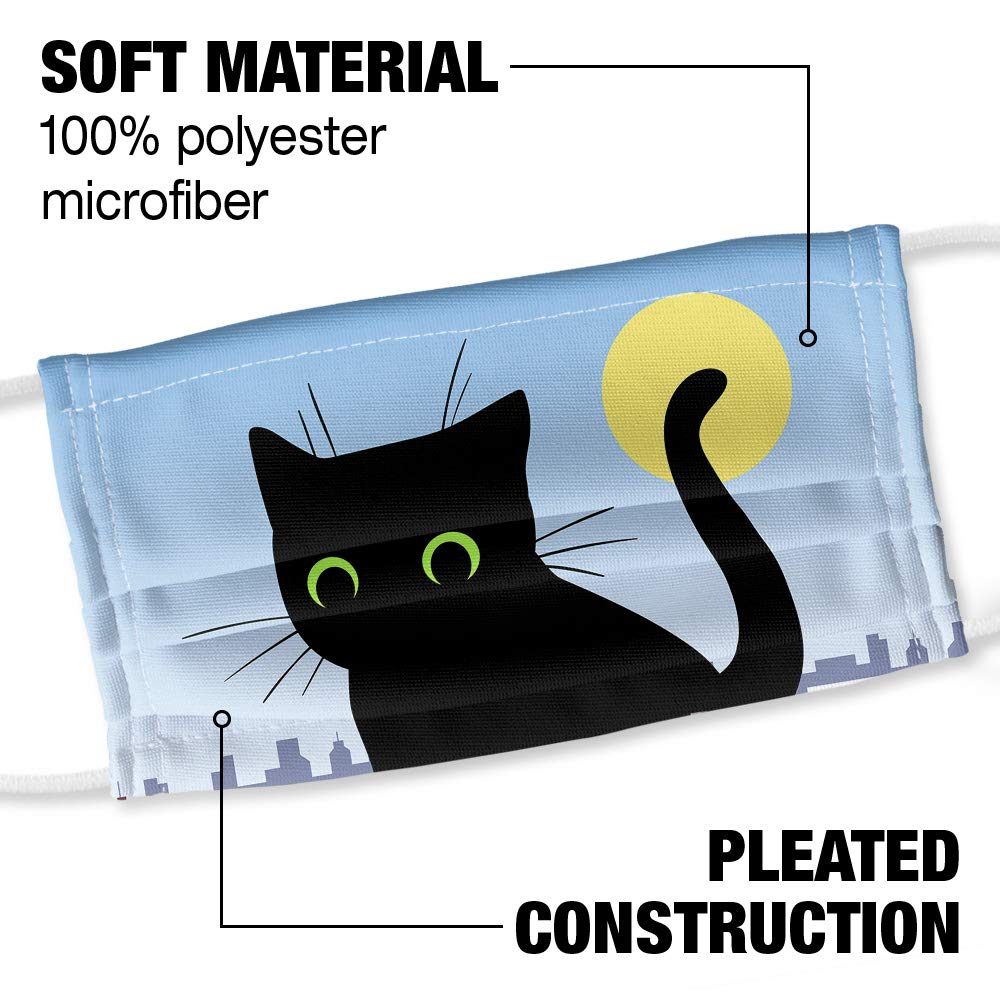 Popfunk Giant Black Cat Playing with Cars 1-Ply Reusable Face Mask Covering, Unisex