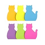 Cat Shape Sticky Notes 6 Color Bright Colorful Sticky Pad 75 Sheets/Pad Self-Sticky Note Pads (6 Pads)