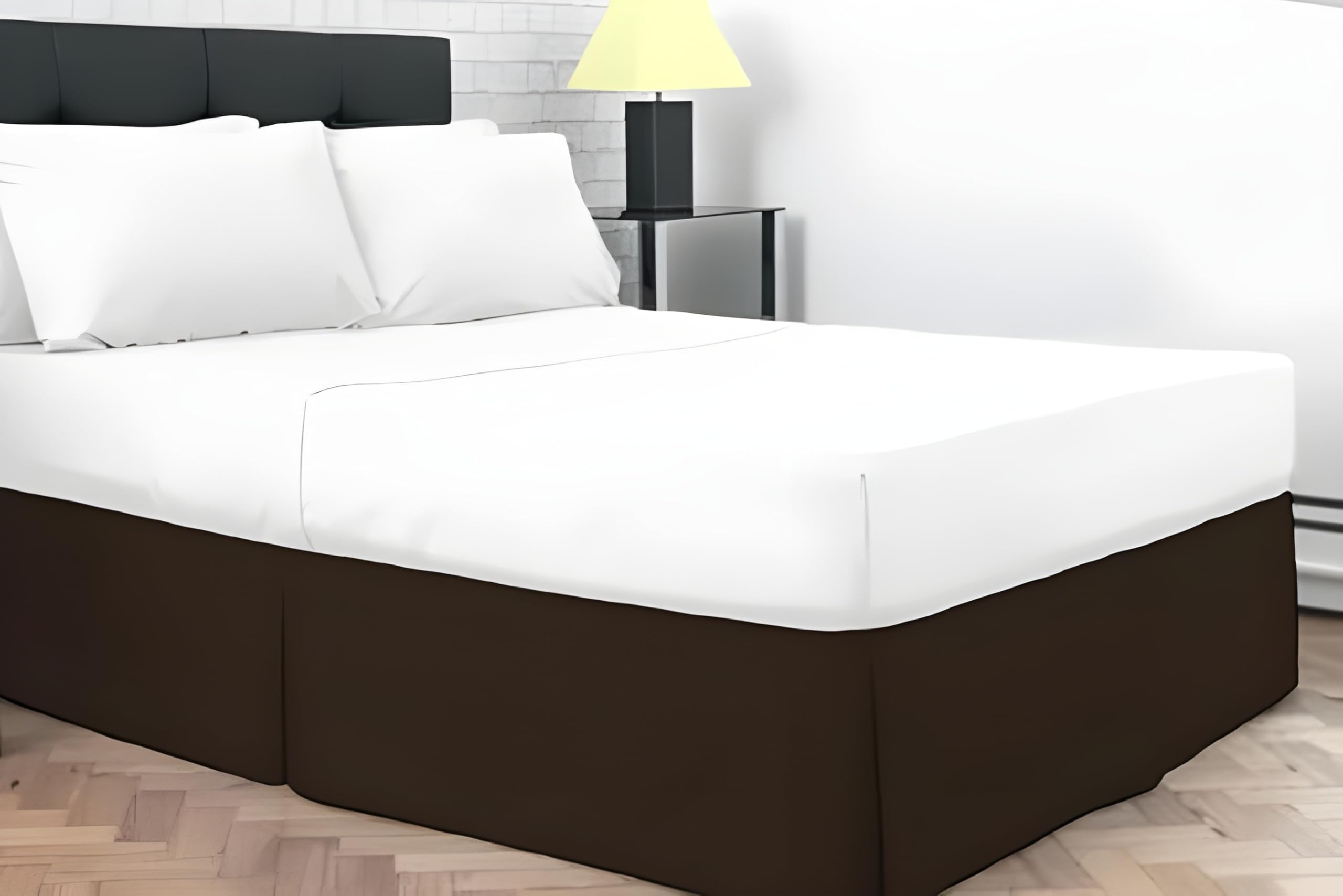 Dazzle Collection® Plain Dyed Poly Cotton Pleated Platform Base Valance Sheets | Single | Double | King | Super King | (Super King, Chocolate) — image 1