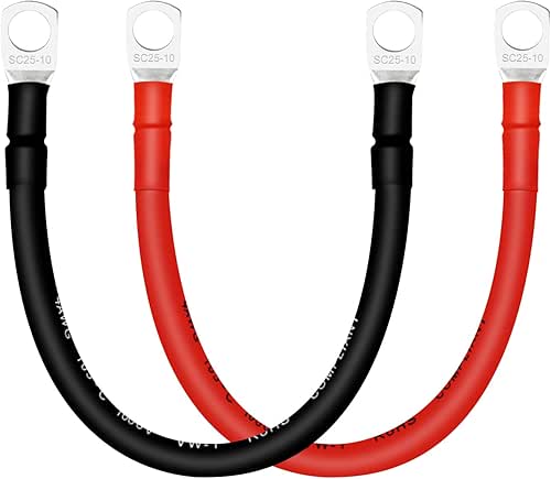 4 AWG Battery Cables with Terminals, 2PCS Copper Battery Cables