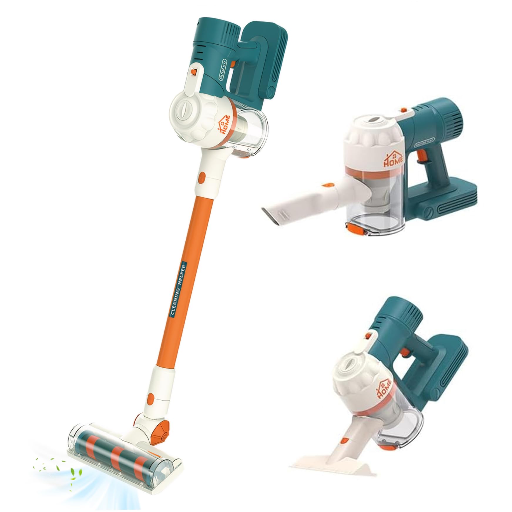 Cordless Kids Vacuum Cleaner with Wall Hanger, Realistic Working Toy for Toddler Cleaning & Bonding