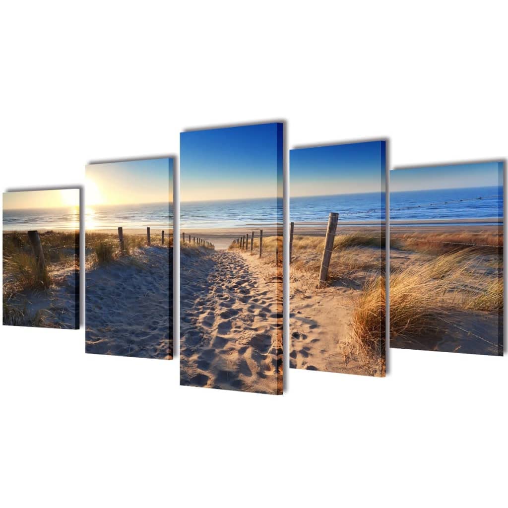 Toiles murales imprimées Plage de sable grand format XXL 5 panneaux déco salon