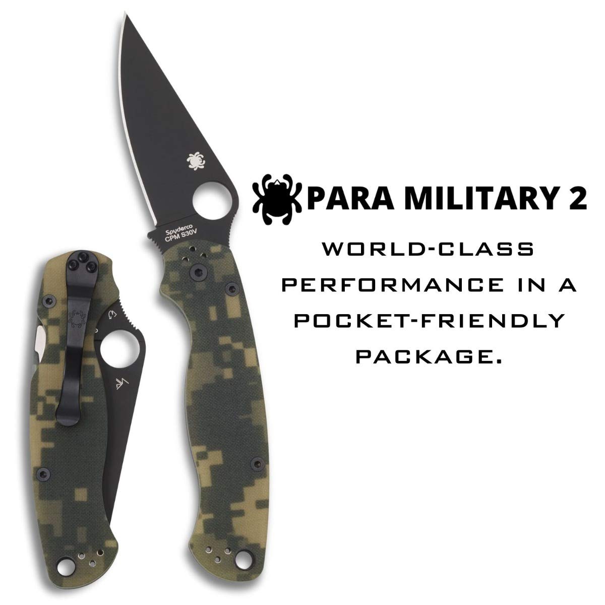 Amazon.com : Spyderco Para Military 2 Folding Pocket Knife with 