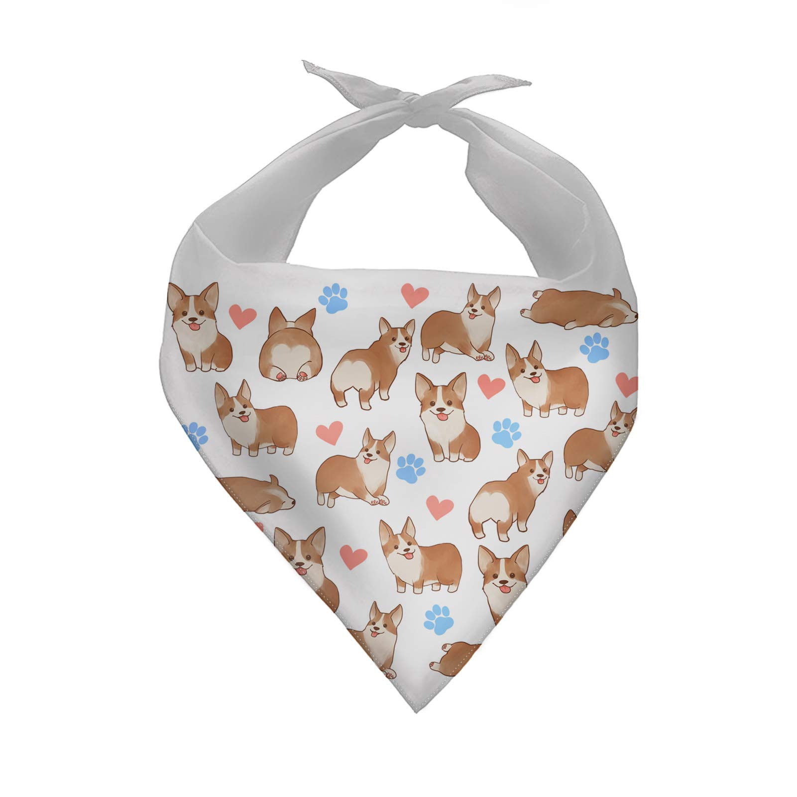 COEQINE Dog Bandanas for Small Dogs Girls,Cute Corgi Pattern Scarves Collapsible for Puppy Bandanas Washable Triangle Handkerchief Costume Accessories,White — image 1