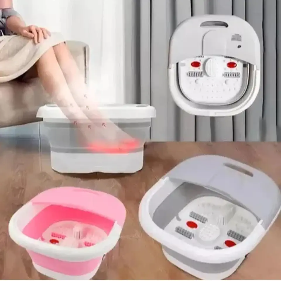 Banheira Spa Hidromassageador Elétrico para Pés com Aquecimento, Luz Infravermelha, 4 Rolos Massageadores, 7 Litros, 500W, 110V (Rosa)