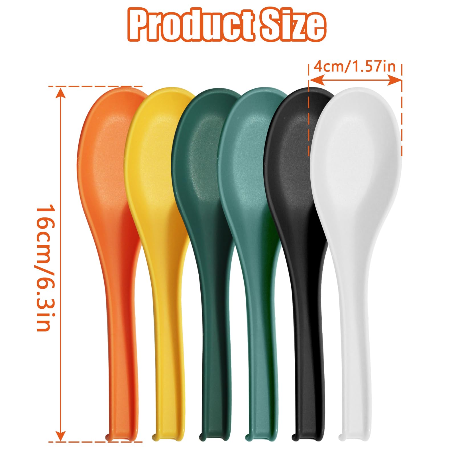 Cionyce 24 Pack Soup Spoons, Reusable Plastic Asian Table Spoon Made of Food Grade PP, BPA Free, Easy Clean, Dishwasher Safe(Mutil Color)