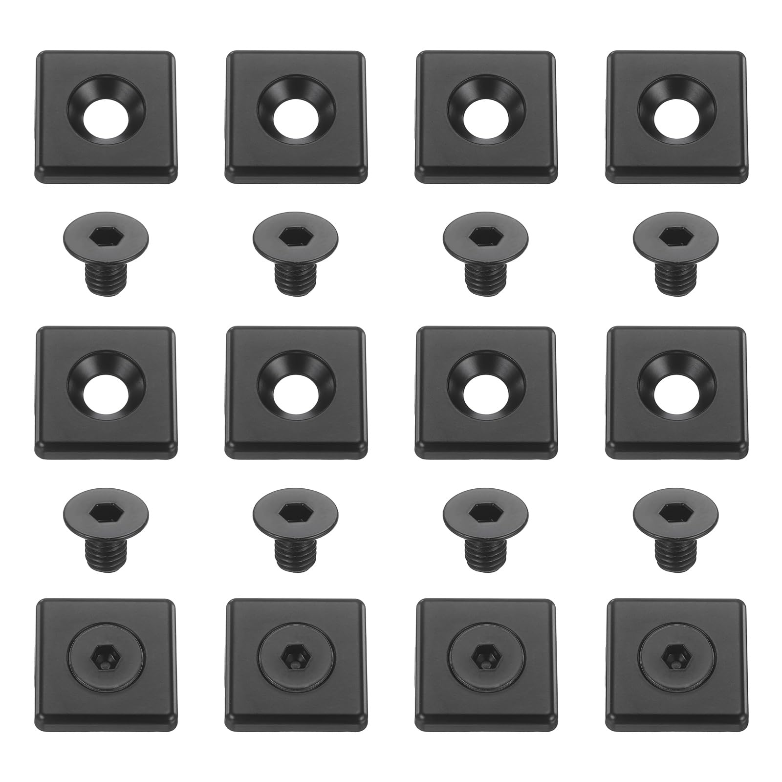 sourcing map 12Pcs Profile End Cap, Zinc Alloy 3030 Series EU Standard T-Slot Aluminum Extrusion End Cap Bracket with Screws for Storage Rack, Black