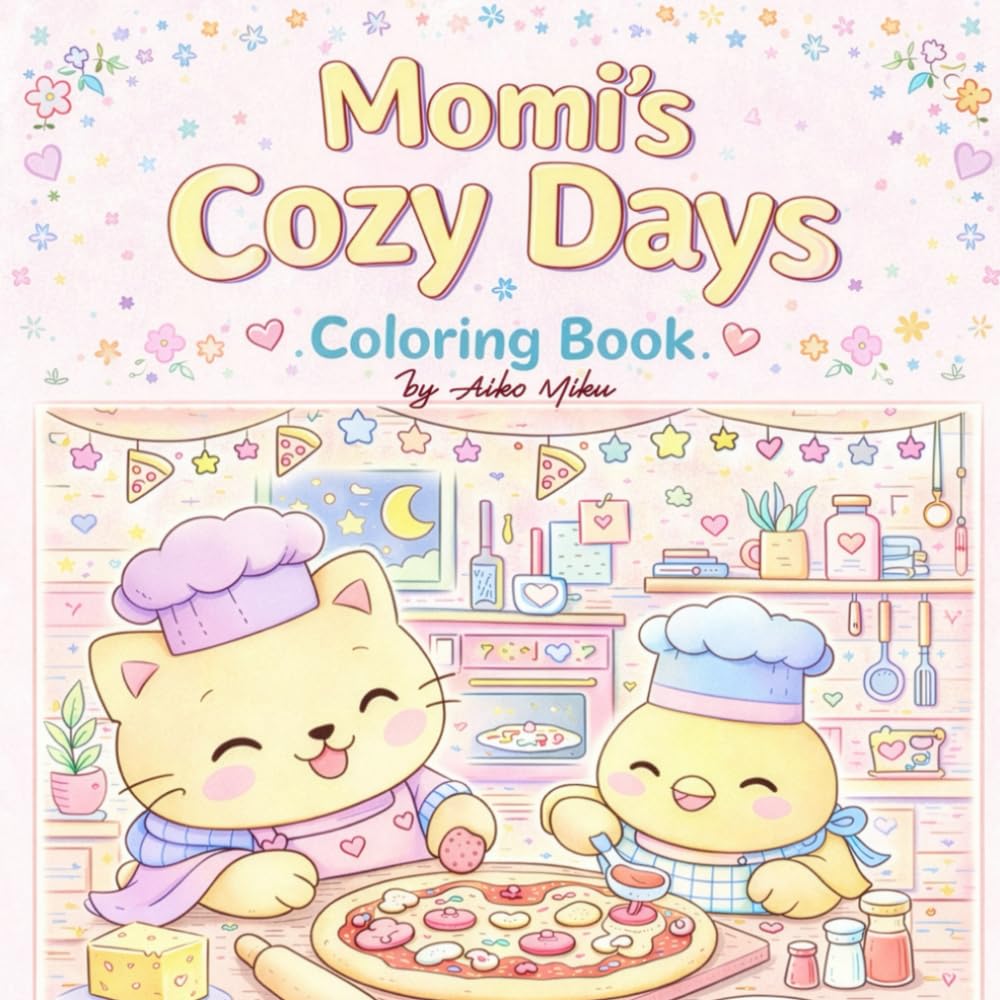 Momi's Cozy Days: Coloring Book for Children, Adults and Teens Featuring Super Cute Animal Characters with Easy and Simple Designs for Relaxation (cute & cozy coloring Books for adults & teens)