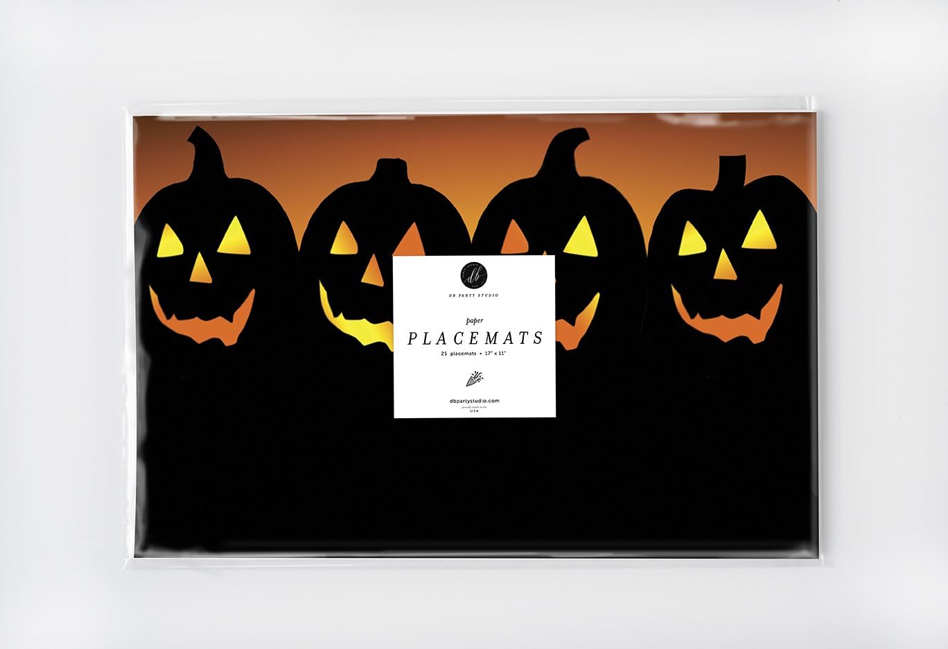 DB Party Studio Halloween Paper Place Mats 25 Pack All Hallows Eve Scary Jack o' Lanterns Teen Kids Costume Parties Adult or Child Luncheon Disposable Easy Cleanup 17" x 11" Dining Table Placemats