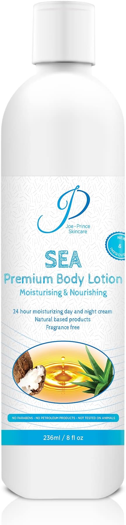 SEA Premium Moisturizing Body Lotion for Men and Women – Fragrance Free – Natural Skin Care Lotion – with Shea Butter Emu Oil and Aloe Vera - Firming Paraben Free Luxury Moisturizer – Best Hand Unscented Personal Care Lotion – Life Time Guarantee