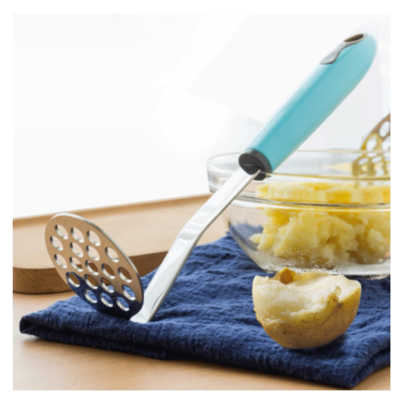 Stampfer aus Edelstahl, gepresster Kartoffelstampfer, Reispresse, Püree-Saft-Hersteller, Kartoffelschieber, Kartoffelpüree, Zerkleinerer, Obst- und Gemüsewerkzeuge, Stampfer