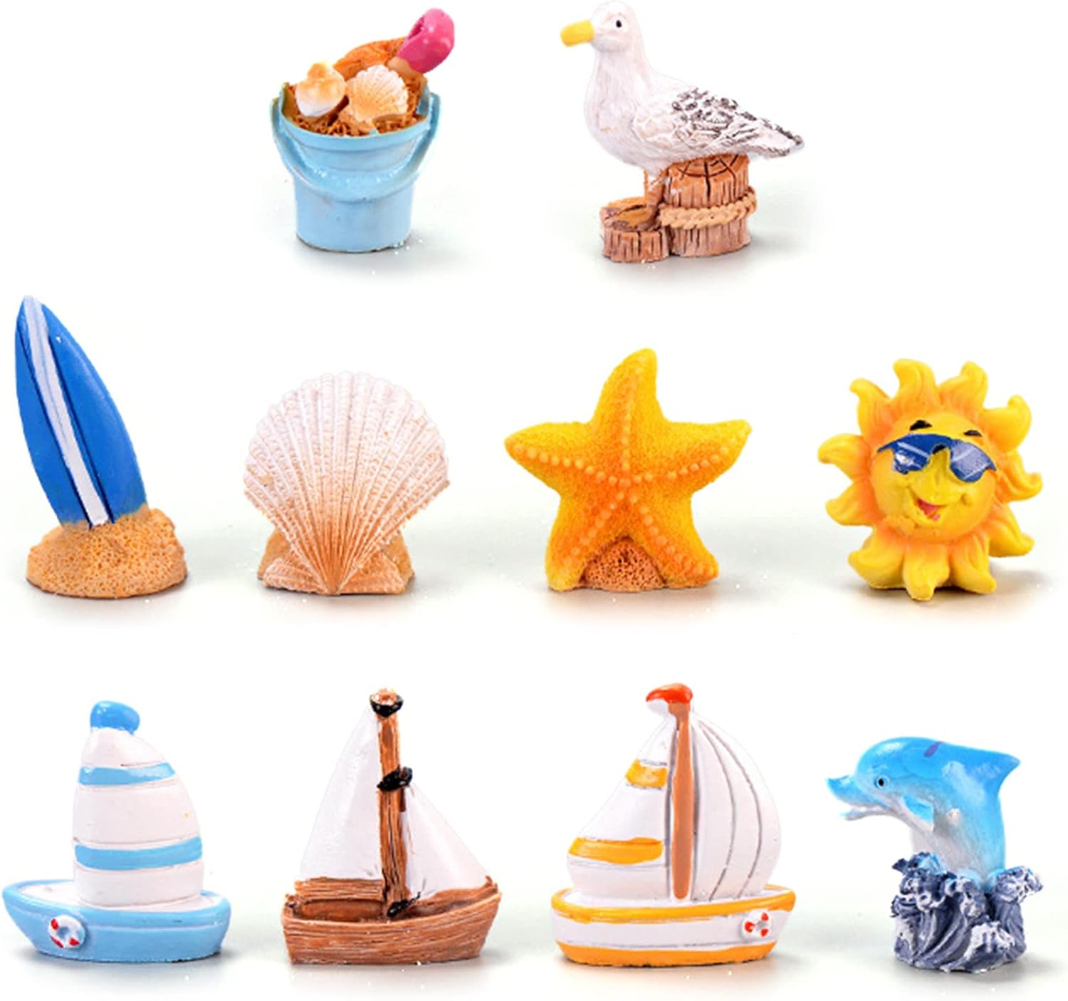 BLLREMIPSUR 10 PCS Miniature Beach Figurines for Crafts