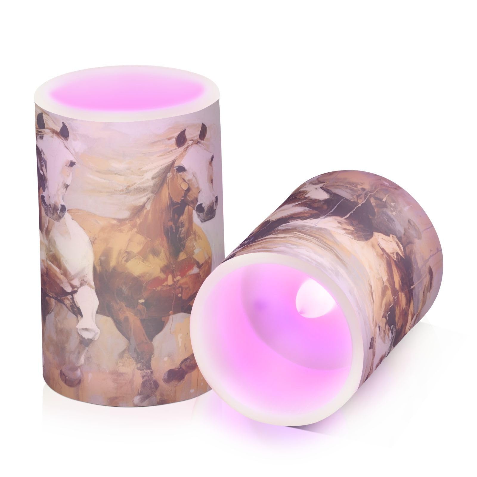 ALAZA Horse (4) Flickering Flameless Candles Battery Operated with Remote Timer,Tea Light Candles LED Pillar Votive Candles Set of 2 for Outdoor Indoor Decorations