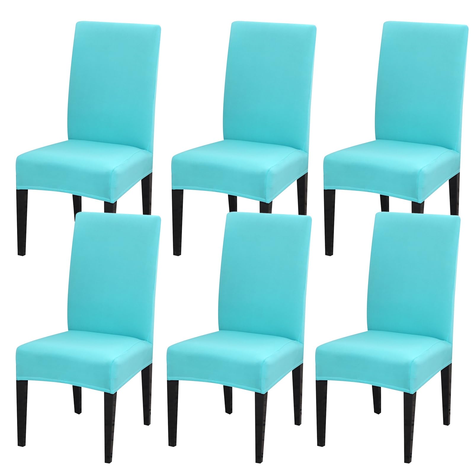 Rakila Stretch Chair Covers Set of 6 for Dining Room, 6 Pack Washable Kitchen Chair Protector for Party Wedding, Light Blue