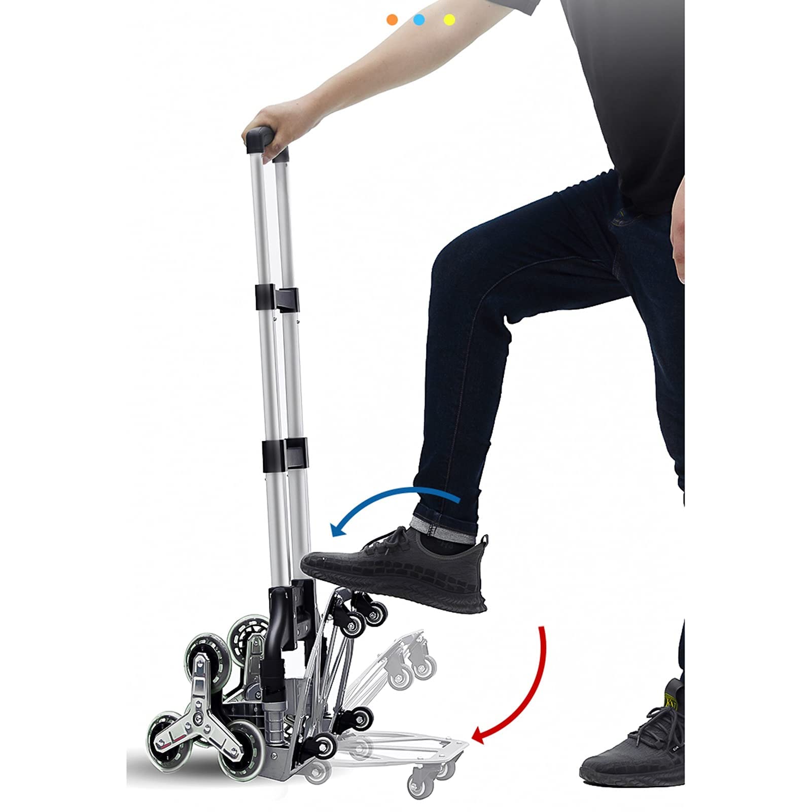 Carro para Subir escaleras, carretillas manuales, carretillas manuales Plegables, Carro para Subir escaleras Resistente con Capacidad de 70 kg, Carro de Mano portátil de aleación de Aluminio