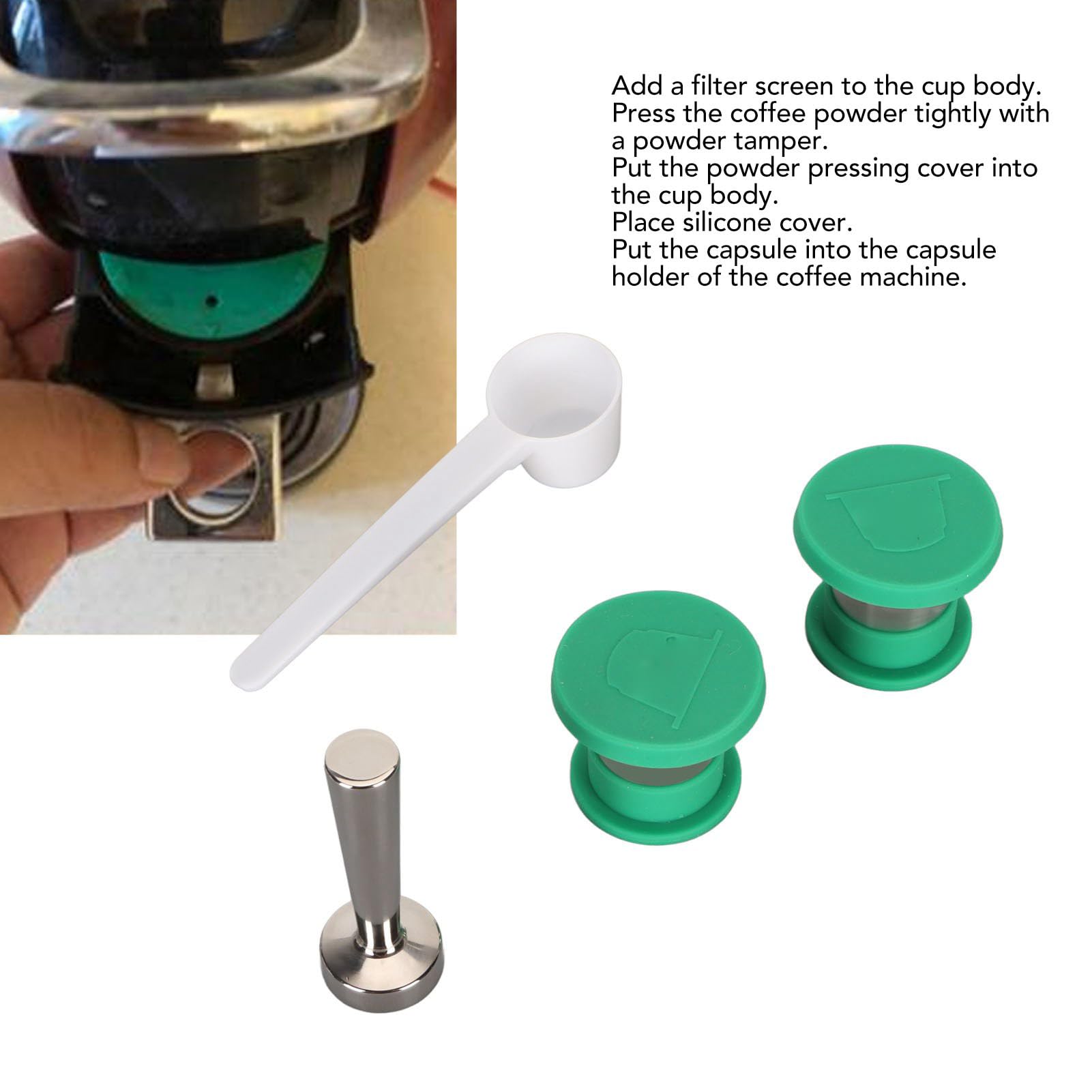 Cápsula de café Recargable, Cápsula de café Reutilizable de Acero Inoxidable con Tapa de Silicona, Fácil Llenado y Limpieza, Diseño de Extracción Uniforme para Usuarios de Máquinas de