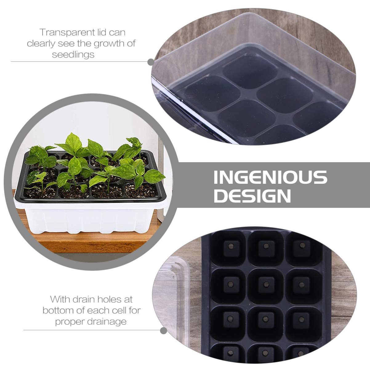 BESPORTBLE Vaschette Semenzaio 10 Confezione 12 Celle Plastico Bianco | Pervious To Light, Drain Holes e Proper Drainage, Gardening per Small Plants e Peppers