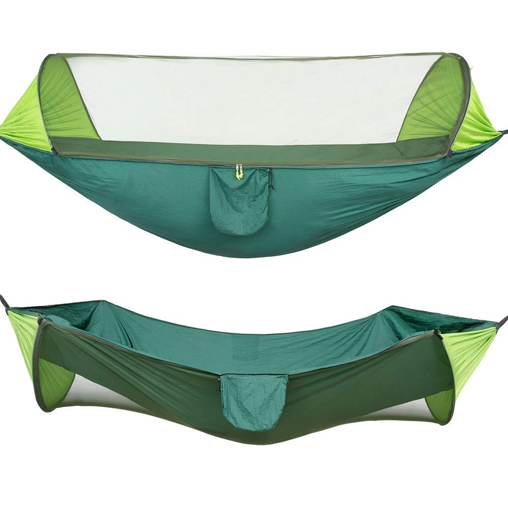 Amaca doppia da campeggio con zanzariera in tessuto for paracadute | Giardino da viaggio da campeggio multicolore 290 cm x 140 cm: tempo libero all'aperto(B)