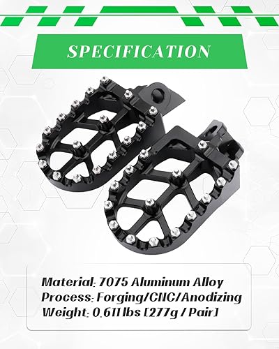 Miniatura 7 de JFG RACING Estriberas de pie de motocicleta para KLX140 KLX140L 2008-2023, KX65 2000-2023, KX85 2001-2023, KX100 1998-2020 Dirt Bike NEGRO