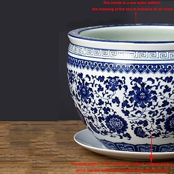 Amazon.co.jp: セラミックフラワー盆栽鉢 青と白の磁器蘭鉢 屋内用