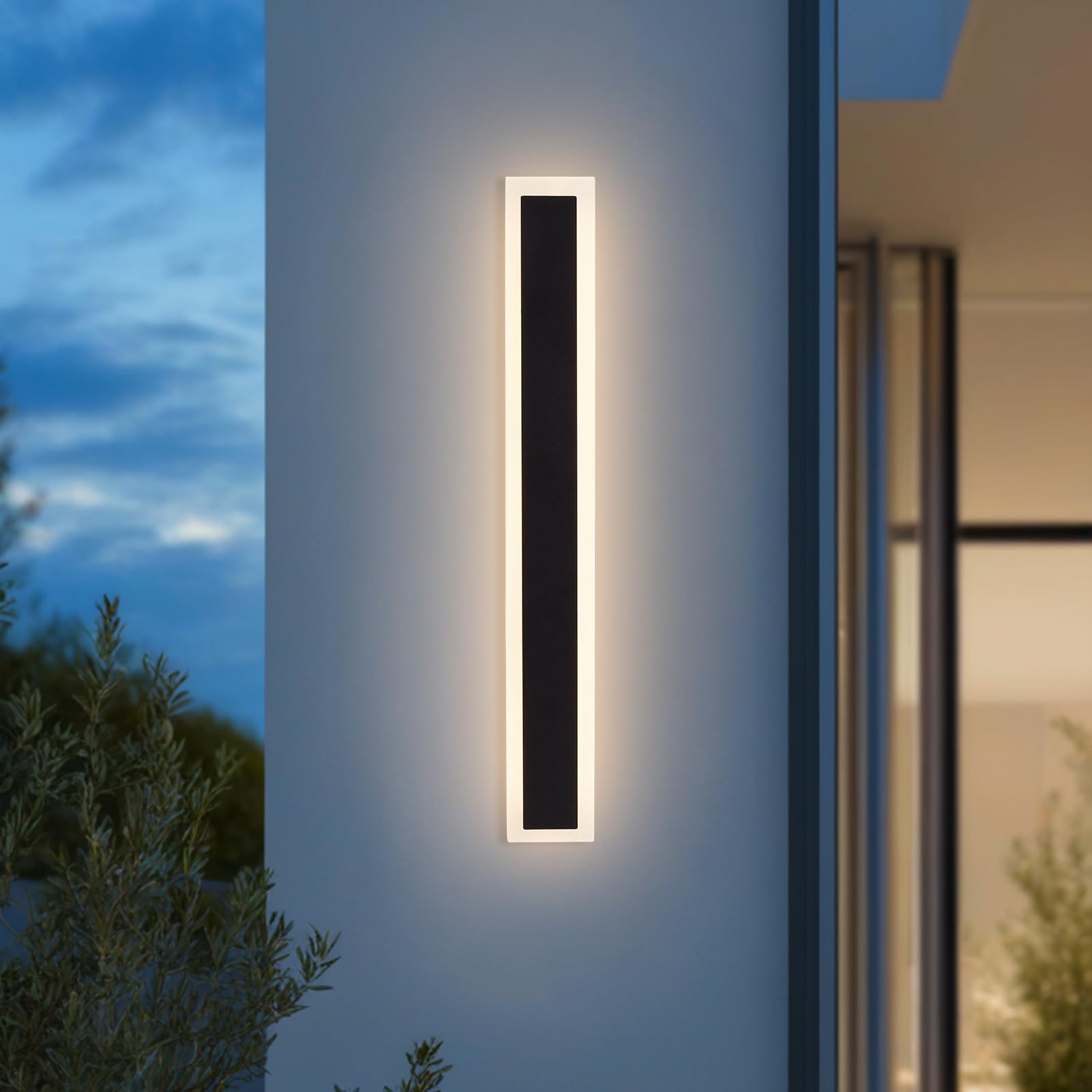 Warmiehomy Outdoor Wall Lights, Modern LED Long Wall Lamp, IP67 Waterproof Outside Lights Mains Powered