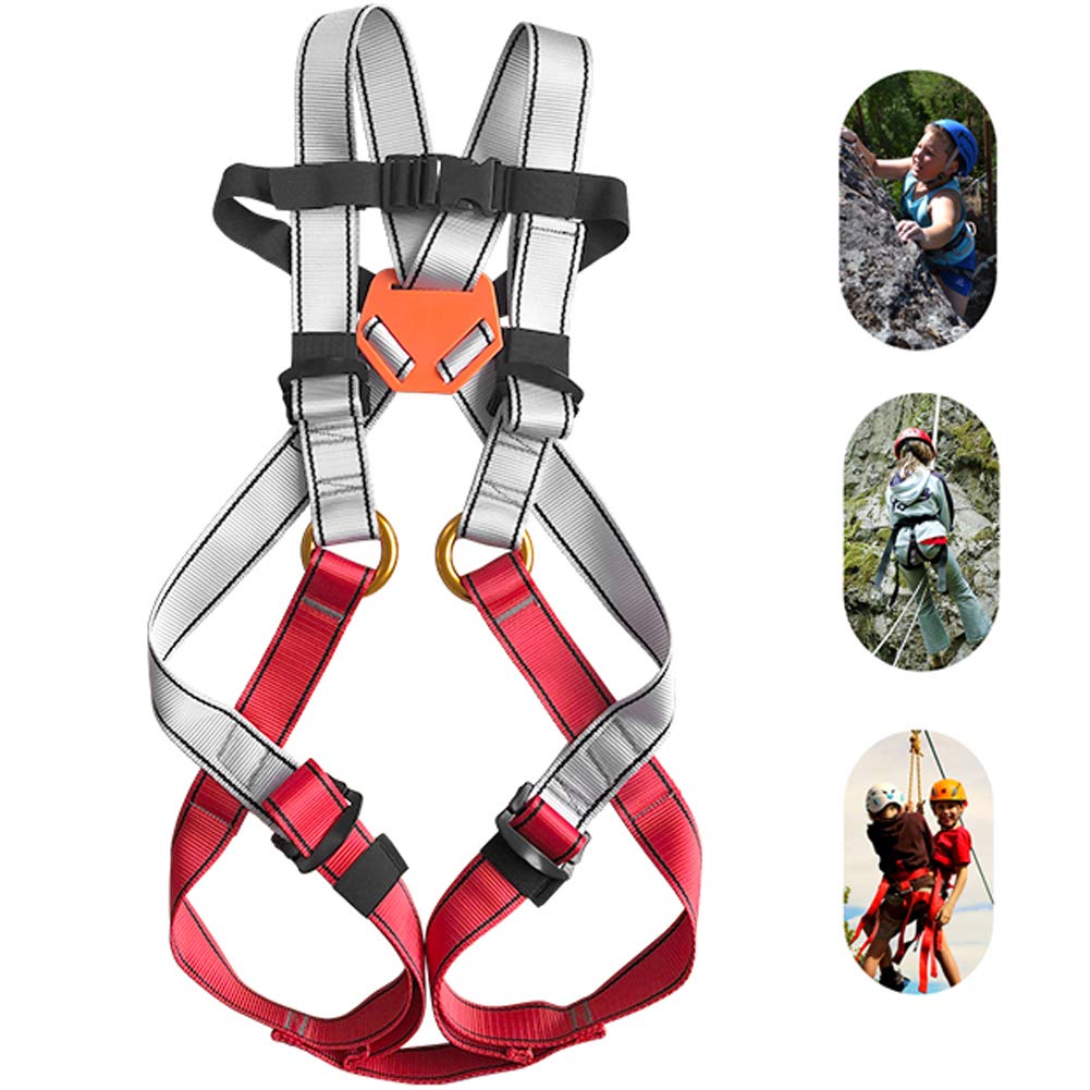 Arnés de Escalada para Niños, Cuerpo Completo Arneses de Seguridad Cómodo y Ajustable para (4-13 Años) Alpinismo Expedición Escalada en Roca, Equipos Anticaídas