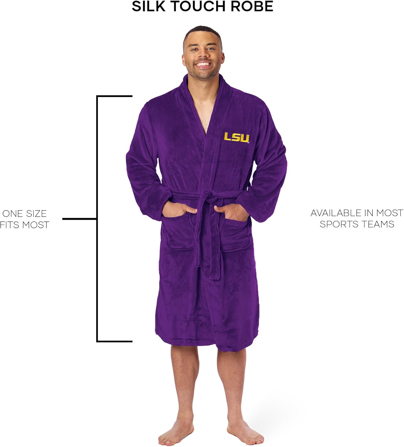 Northwest NCAA Adult Unisex Silk Touch Bathrobe, Officially Licensed Loungewear, Soft Plush Polyester
