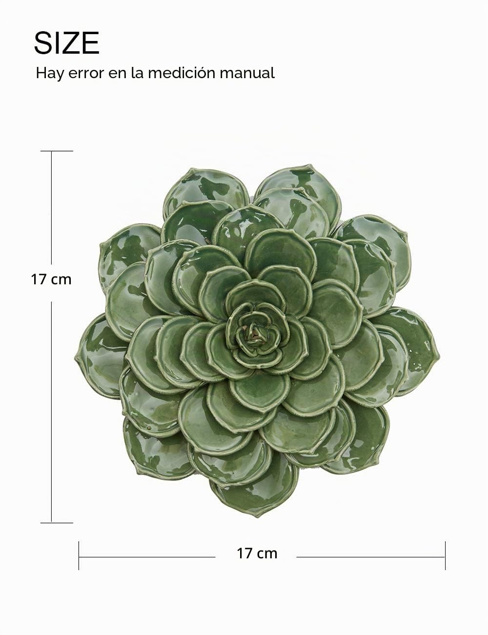 SEINHIJO Decoración de Pared 3D Floral Escultura Arte Moderno Estatua 17cm | Cerámica Verd Interior Figura Hogar Adorno Cumpleaño Festividad Regalo para Barra Oficina Café