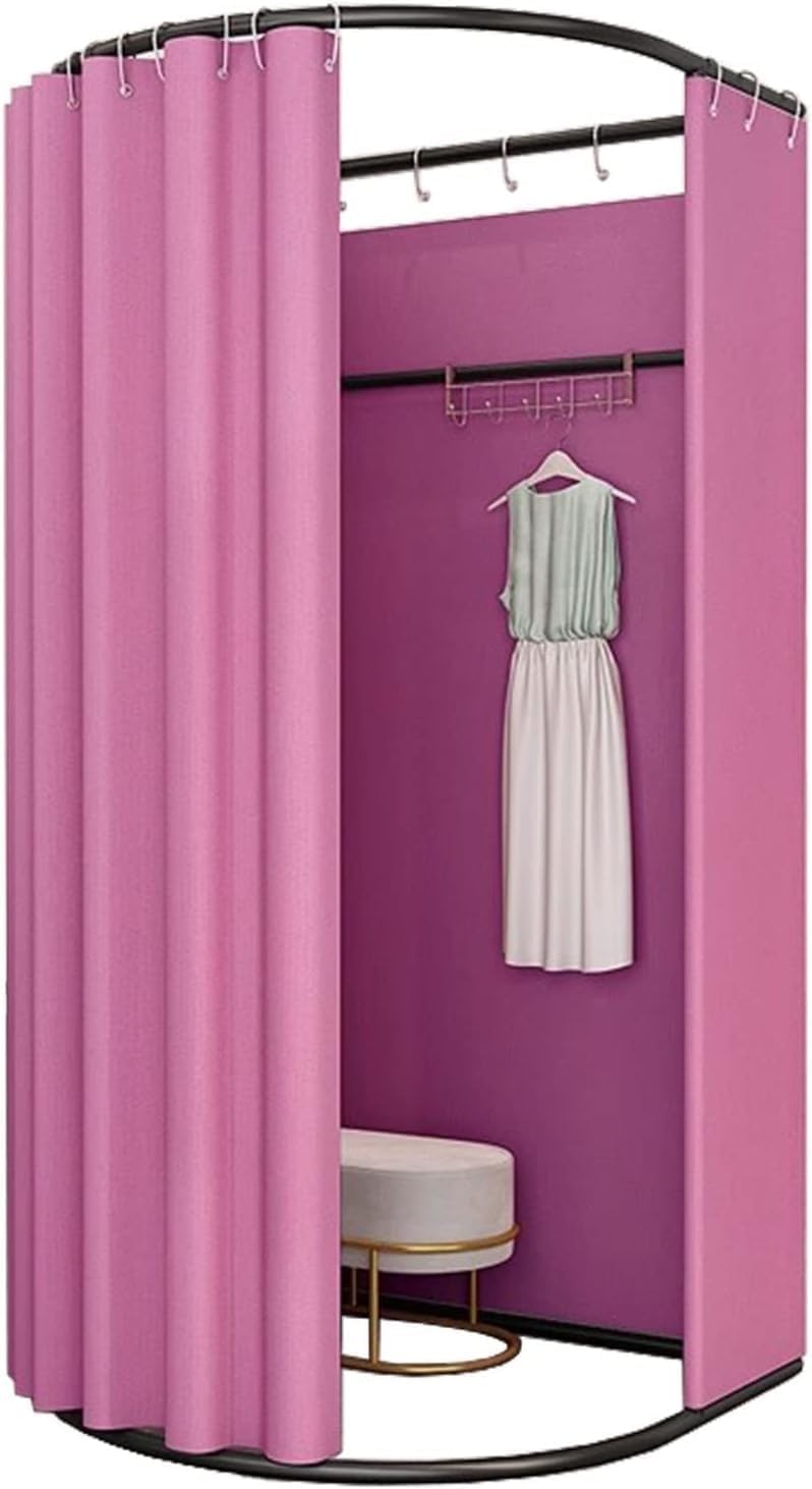 Cabine d'essayage d'angle avec rideau de séparation pour boutique, bureau et vestiaire portable