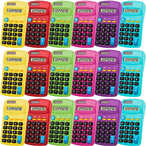 Pocket Size Calculator 8 Digit Display Basic Calculator Solar Battery Dual Power Mini Calculator For Desktop Home Office School Students Kids, 6 Colors (120 Pieces) #TOP2