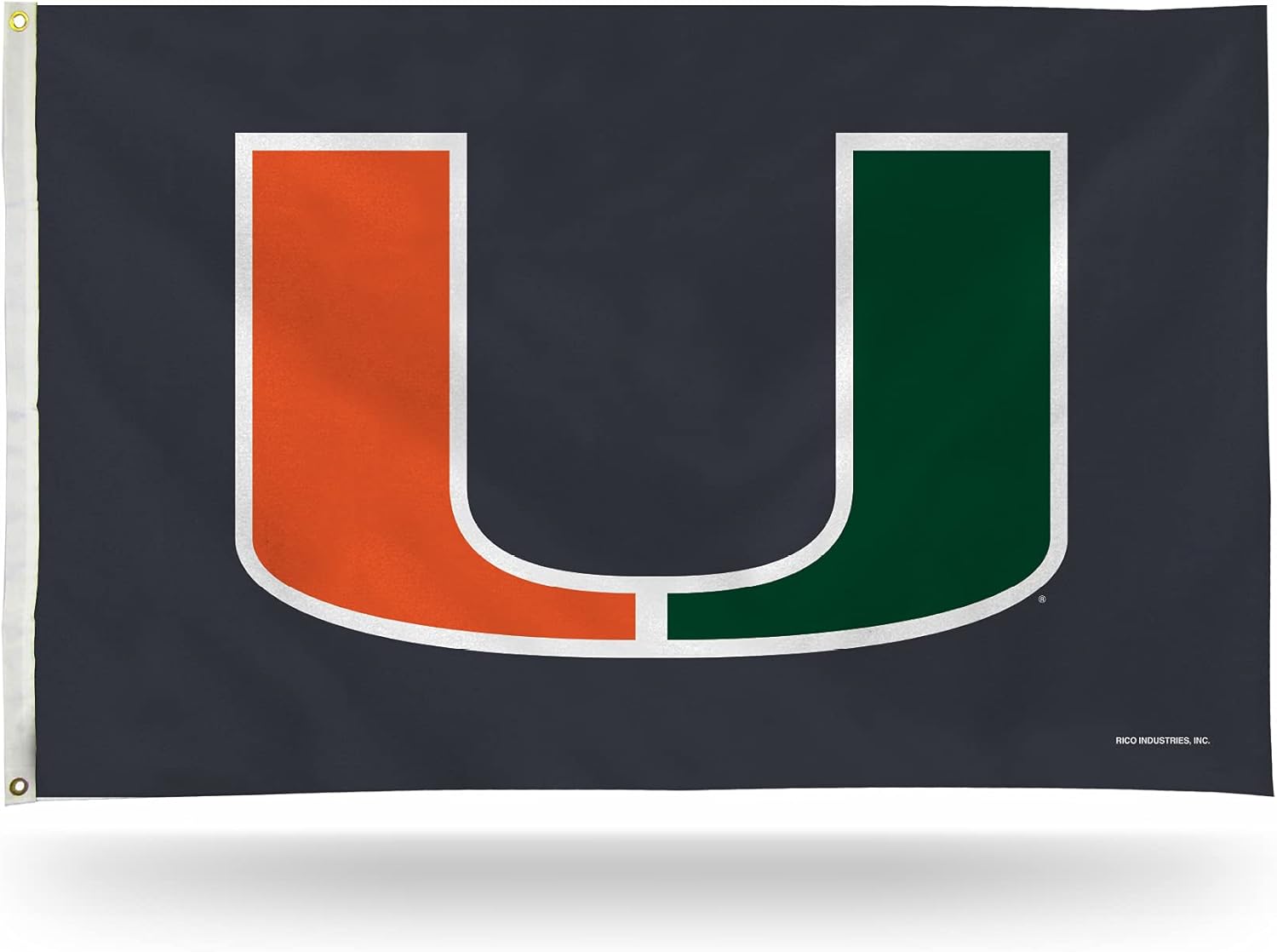 Rico Industries NCAA Exclusive-Grey 3' x 5' Banner Flag Single Sided - Indoor or Outdoor - Home Décor (Miami Hurricanes)