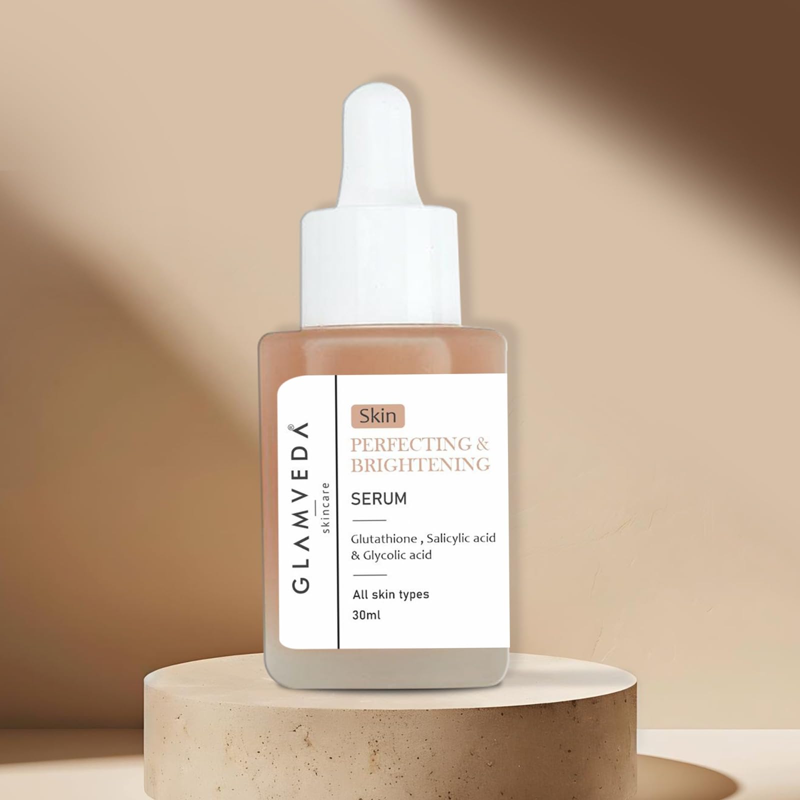 Glamveda Glutathione Skin Perfecting Face Serum with 2% ww Glycolic acid, 1% ww Salicylic acid for Glowing Skin | Brightening and Lightening Serum | 30ml