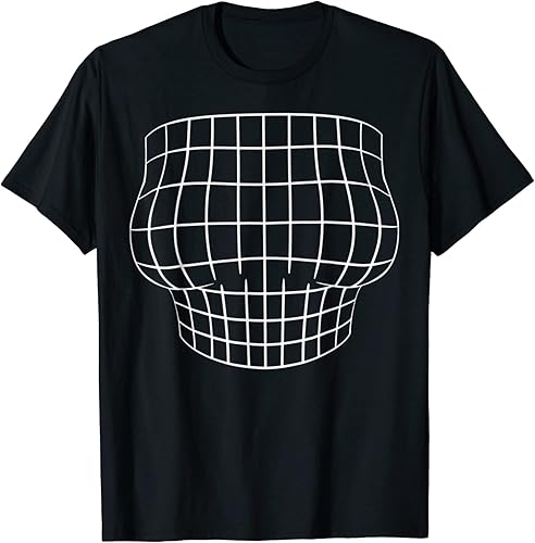 Magnified Chest Optical Illusion Grid Big Boobs Bachelorette Shirt Men Women | Made in USA | by VnSupertramp Apparel Black