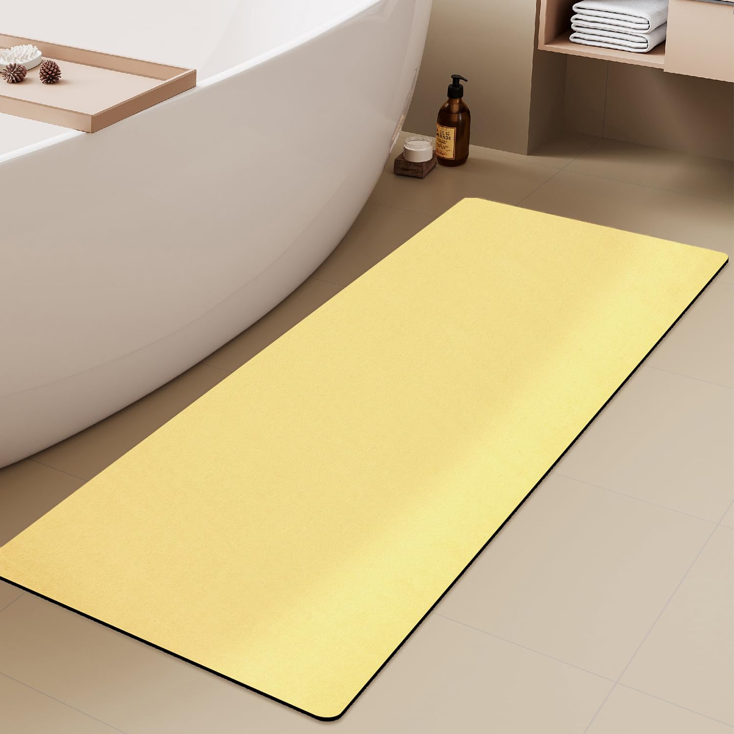TYUU Bathroom Mat Quick Dry, Bathroom Rugs Non Slip Washable Thin Absorbent Bath Mat Fits Under Door Bathroom Floor Mat Perfect for Bath, Shower, or