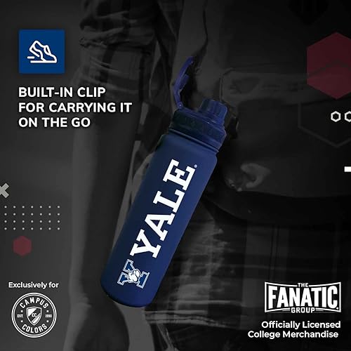 Vista 384 de Campus Colors Botella de agua de acero inoxidable de la NCAA, tapa giratoria, 24 onzas, clip de transporte, mantiene tus bebidas calientes o frías