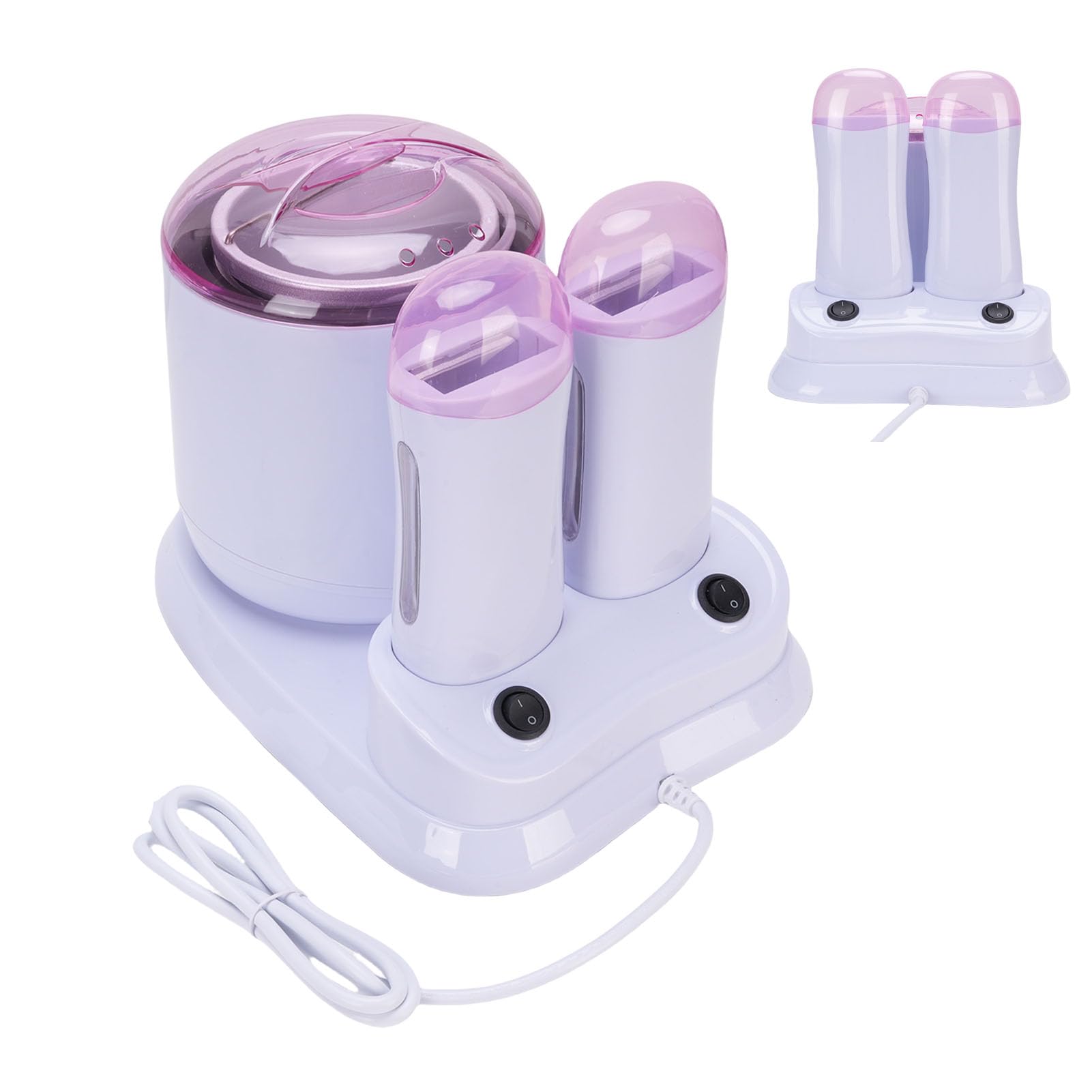 Scaldacera Elettrico Roll On Antiscottatura Professionale con Doppie Cartucce 180W Ad Alta Potenza a Fusione Rapida per Uso Domestico in Salone Coperchio Plastica (Spina europea 220 V)