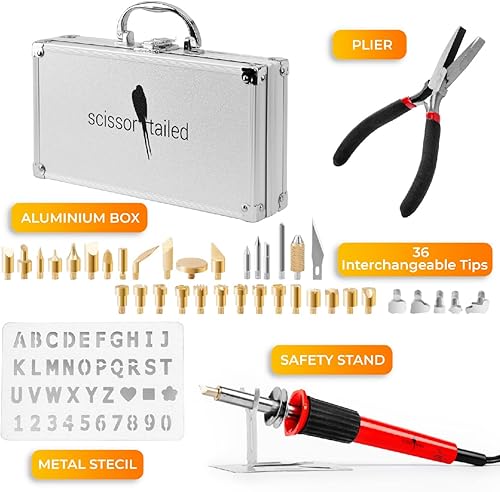 Miniatura 2 de Kit de quema de madera prémium de 42 piezas | Regalo completo para dominar sin esfuerzo el arte de la pirografía: 36 puntas, quemador de madera con