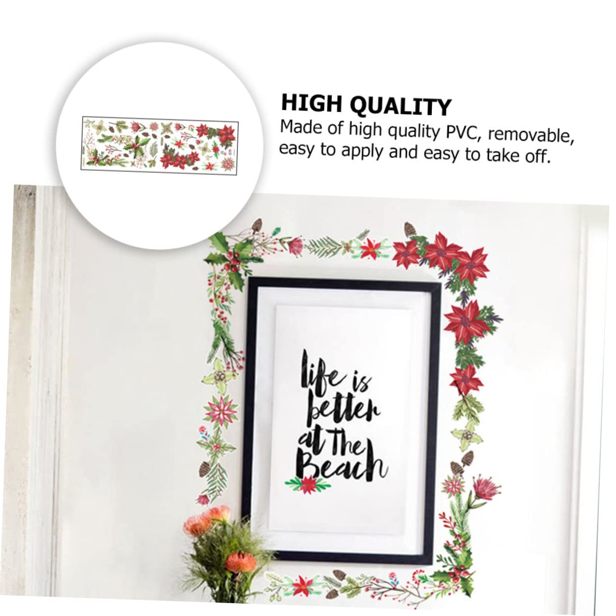 Cabilock Pegatinas de Flores Navideñas Autoadhesivas para Ventanas Decoración Navideña de PVC de Aplicar y Retirar para Fiestas y Decoraciones Interiores