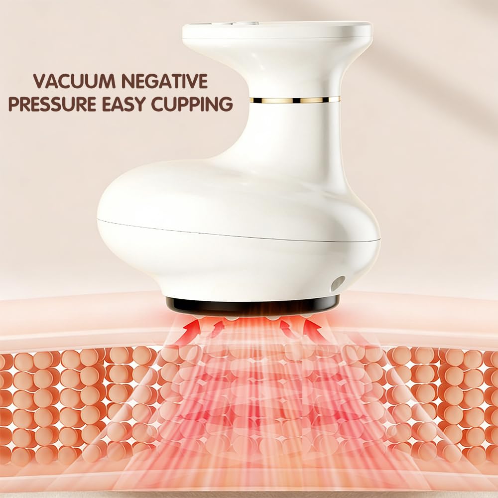MAOYING Masaje 4 en 1 para combatir la celulitis - dispositivo eléctrico con vacío y guasha, piel más firme y mejor circulación, masaje profundo con calor, para uso en todo el cuerpo en casa (blanco)