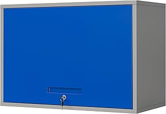 Yizosh Metal Garage Wall Cabinet with Doors and Shelves, Wall Mounted Metal Storage Cabinet, Floating Garage Tool Cabinet for Garage, Basement, Kitchen, Warehouse (Blue Gray, 21.6" H)