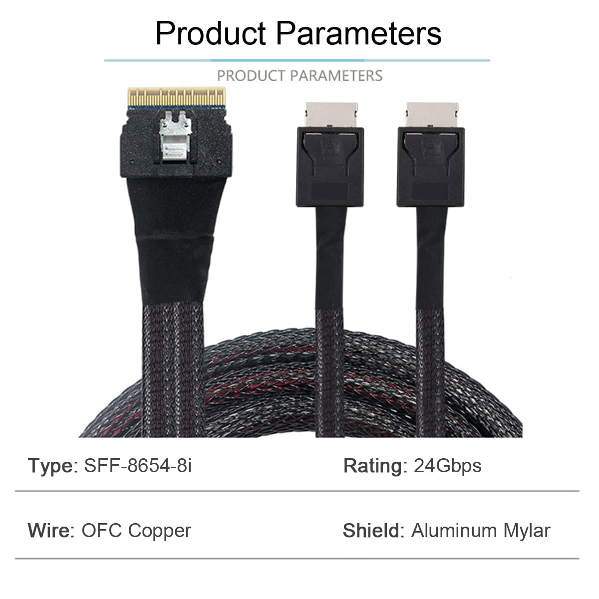 cablecc PCI-E Ultraport Slimline SAS Slim 4.0 SFF-8654 8i 74pin to Dual Oculink SFF-8611 Cable 50cm PCI-Express