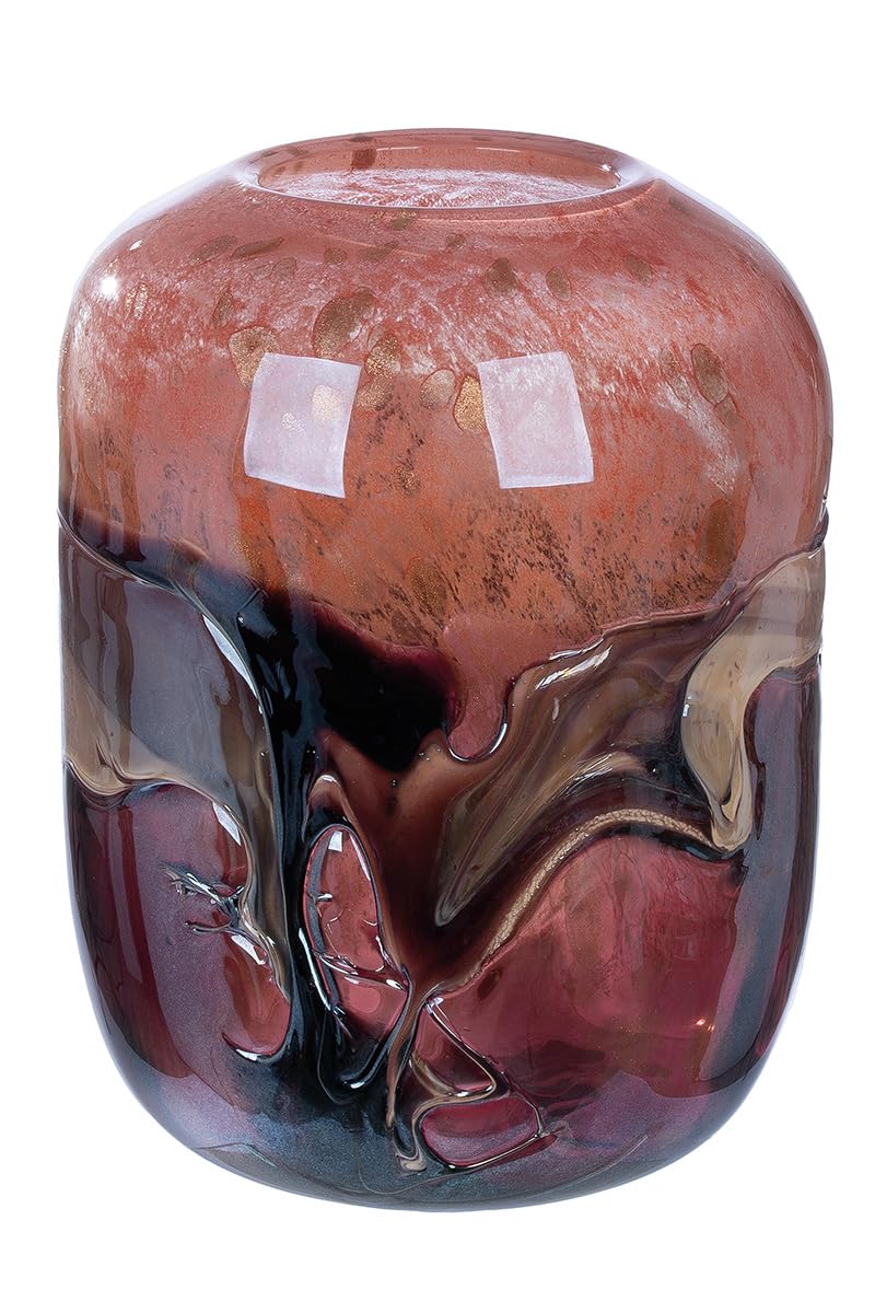 GILDE GLAS art Deko Vase Blumenvase - Glasvase aus Farbglas - Deko Wohnzimmer Geschenk für Frauen - Höhe 27 cm Farben: Orange Rosa