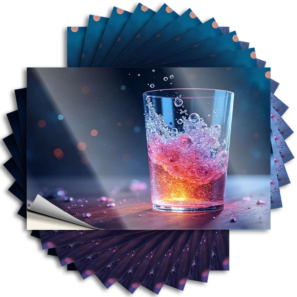 A Glass of Sparkling Drink with Ice Cubes Coffee Tattoos | Mimosa Waterproof Vinyl Water Texas Removable Decal Peel Stick(12X18CM)