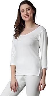 Wearslim® Women's Winter Warmer Thermal Vest 3/4 Sleeves Ultra Soft Scoop Neck Winter Inner Wear Top Johns Underwear