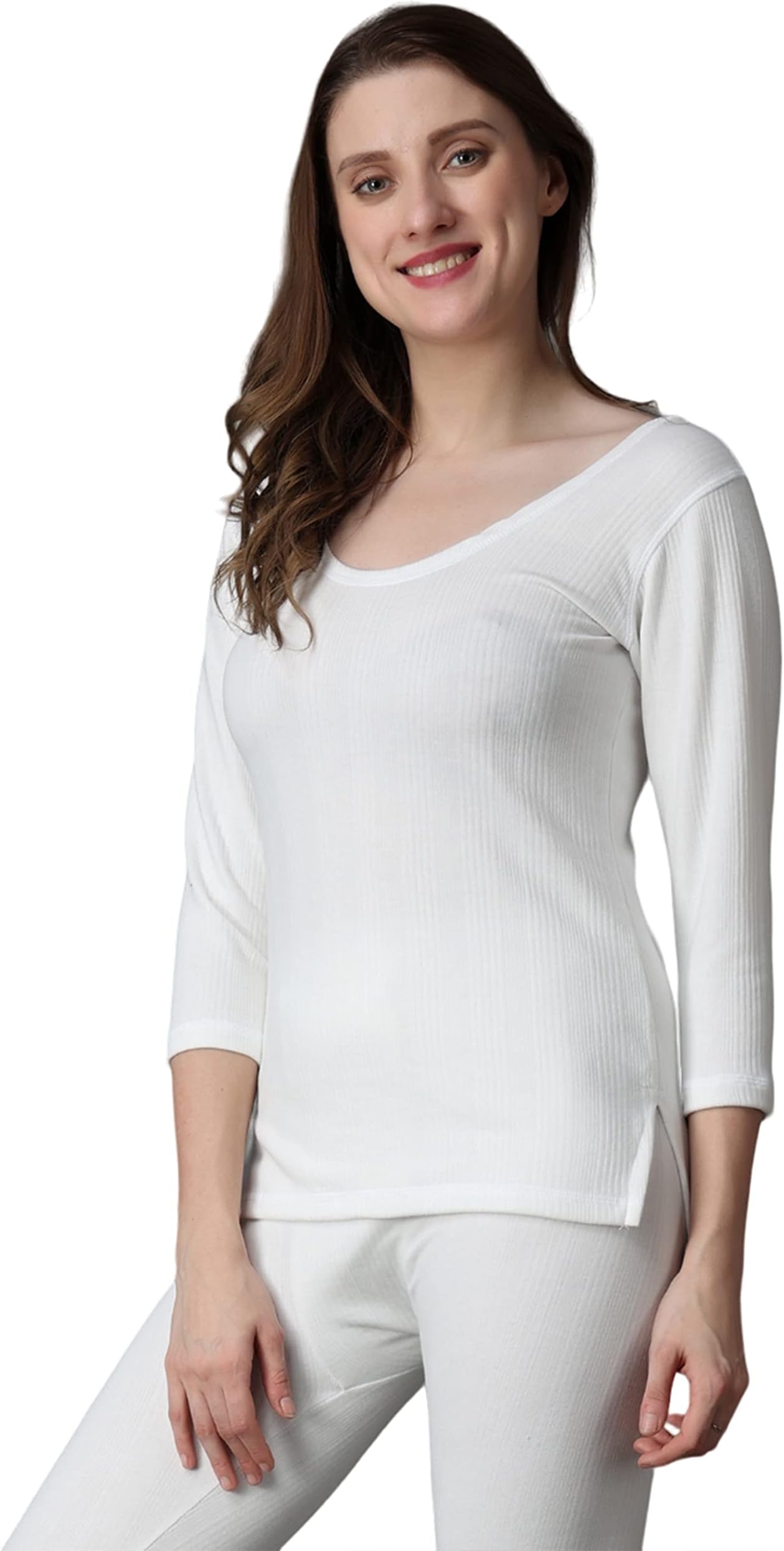 Wearslim® Women's Winter Warmer Thermal Vest 3/4 Sleeves Ultra Soft Scoop Neck Winter Inner Wear Top Johns Underwear