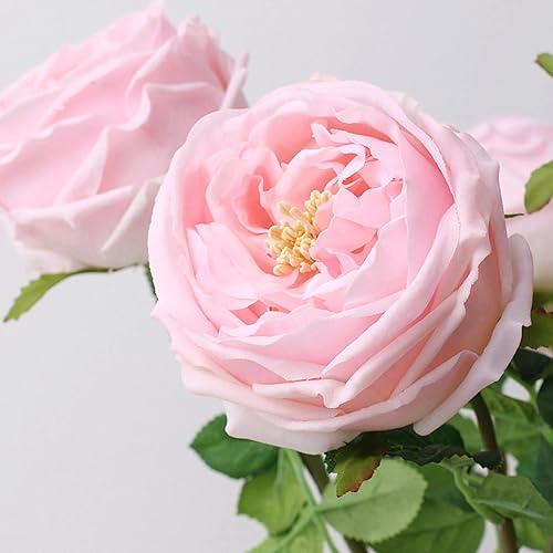 Miniatura 3 de UKELER Ramo de boda de rosas Austin, 4 piezas de flores artificiales de látex de tacto real para decoración del hogar, arreglo floral, centros de