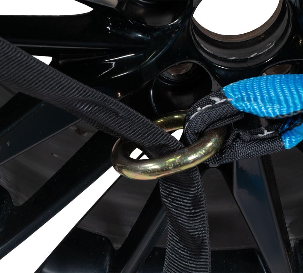 4 Pack 2" x 120" Car Tie Down Straps for Trailer with Flat Hook - 3333 LB WLL Blue Lasso Style Tire Strap for Car Trailer with Ratchets - Vehicle Tie Down Wheel Straps for Hauling Cars