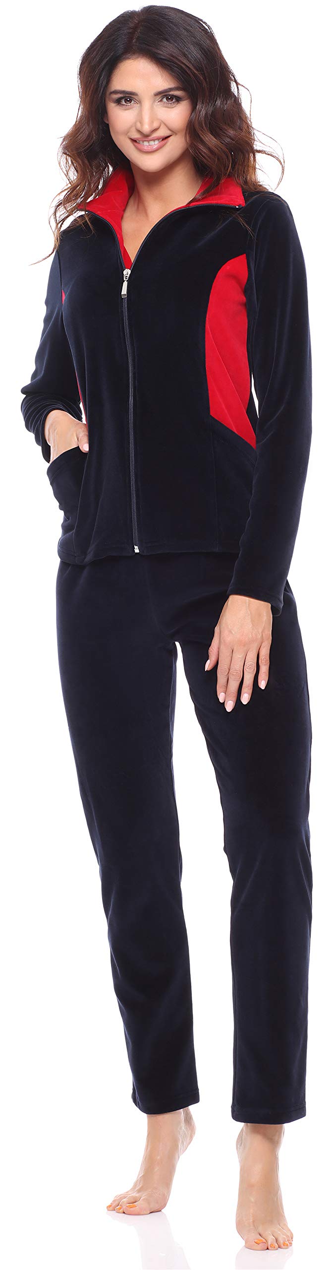 Merry Style Dres Damski z Weluru MSMG001 (Navy Niebieski Czerwony(1726), 3XL)