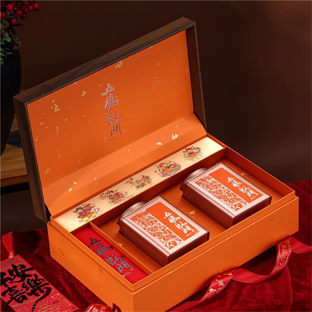 Organizador de Bolsitas de Té Contenedor de almacenamiento de té a granel, tarro de cocina, lata sellada, juego de té chino retro, caja de regalo de doble lata, caja vacía Organizador de Té Contenedor